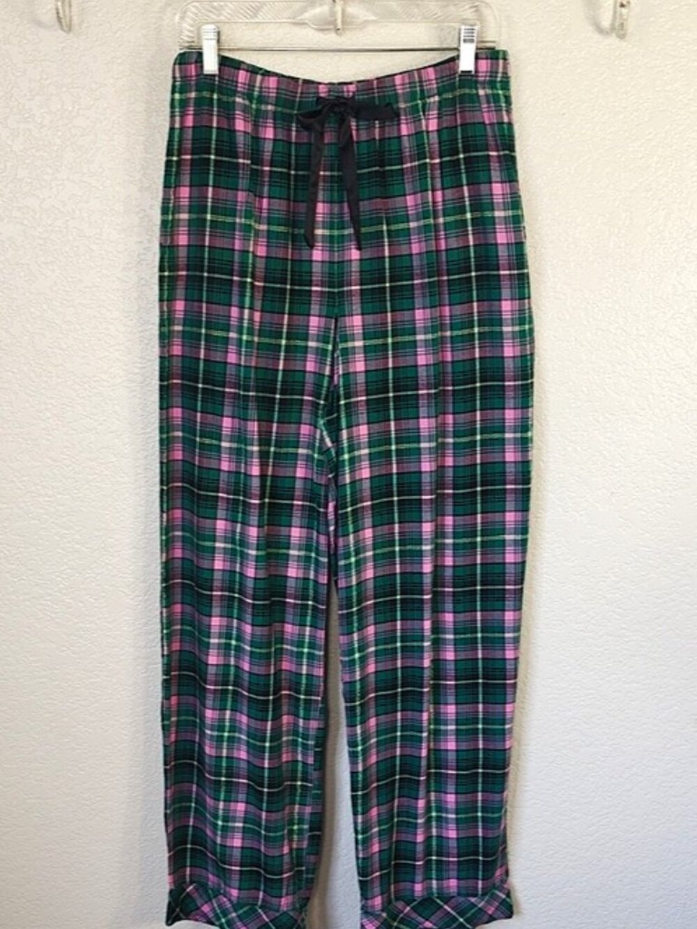 Victoria's Secret Size M Long Pajama Set Green & Pink Plaid - Picture 4 of 8